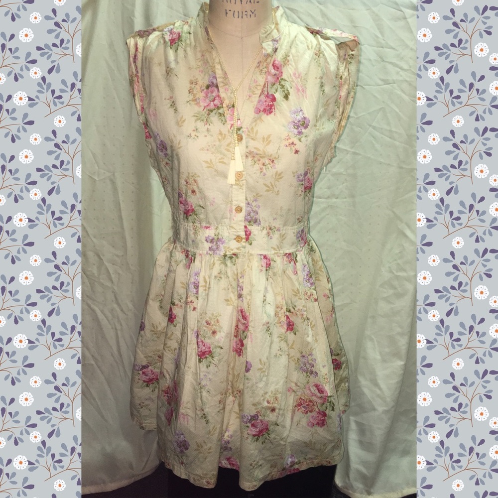 Moon Collection Floral Midi Dress - Cream and Pink